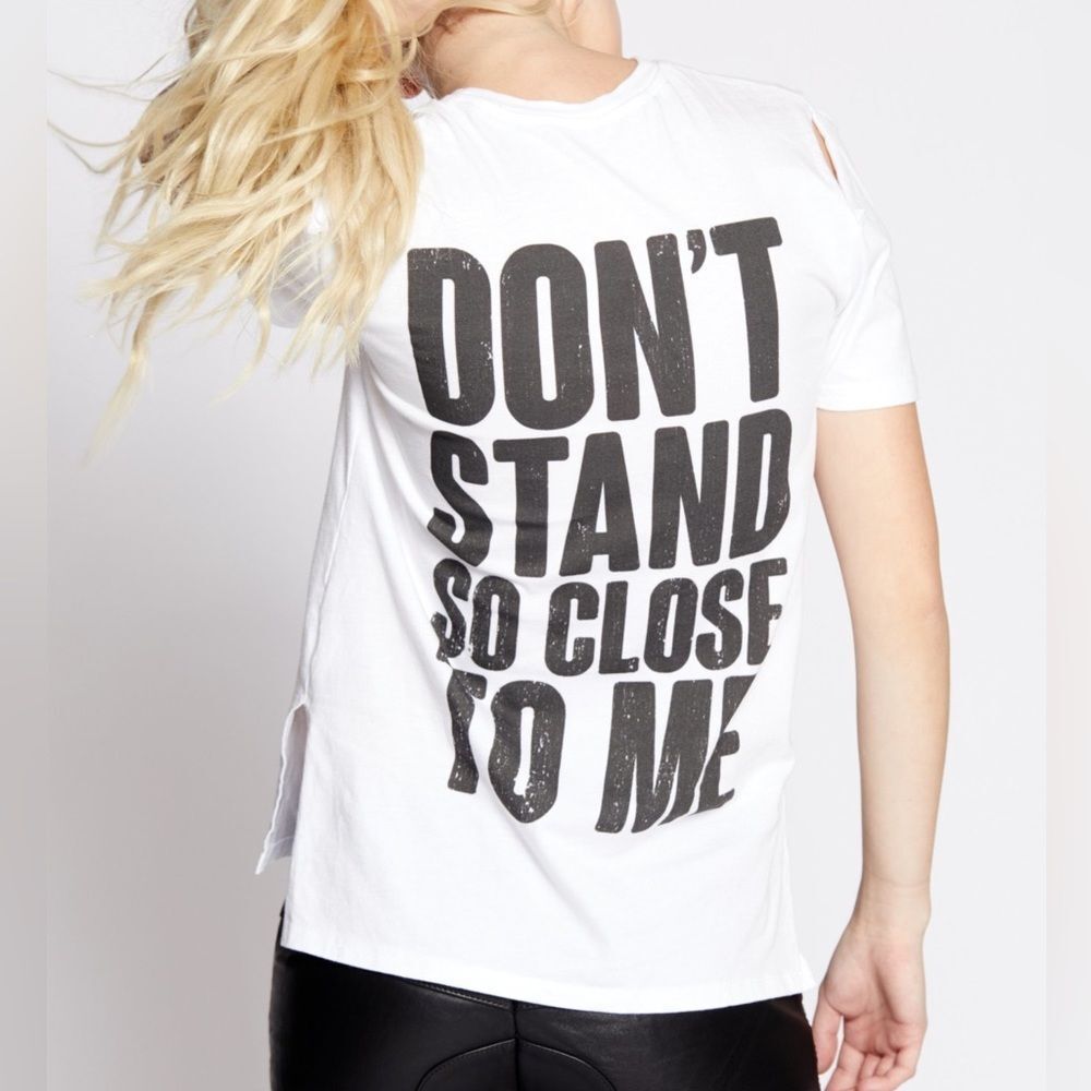 RECYCLED KARMA NWT Police Distressed Graphic Tee -size XS